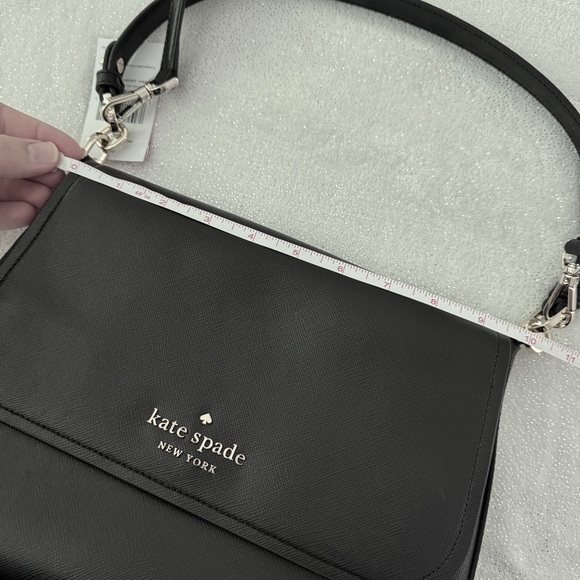 KATE SPADE Black Staci Saffiano Leather Flap Crossbody Bag - Picture 14 of 15